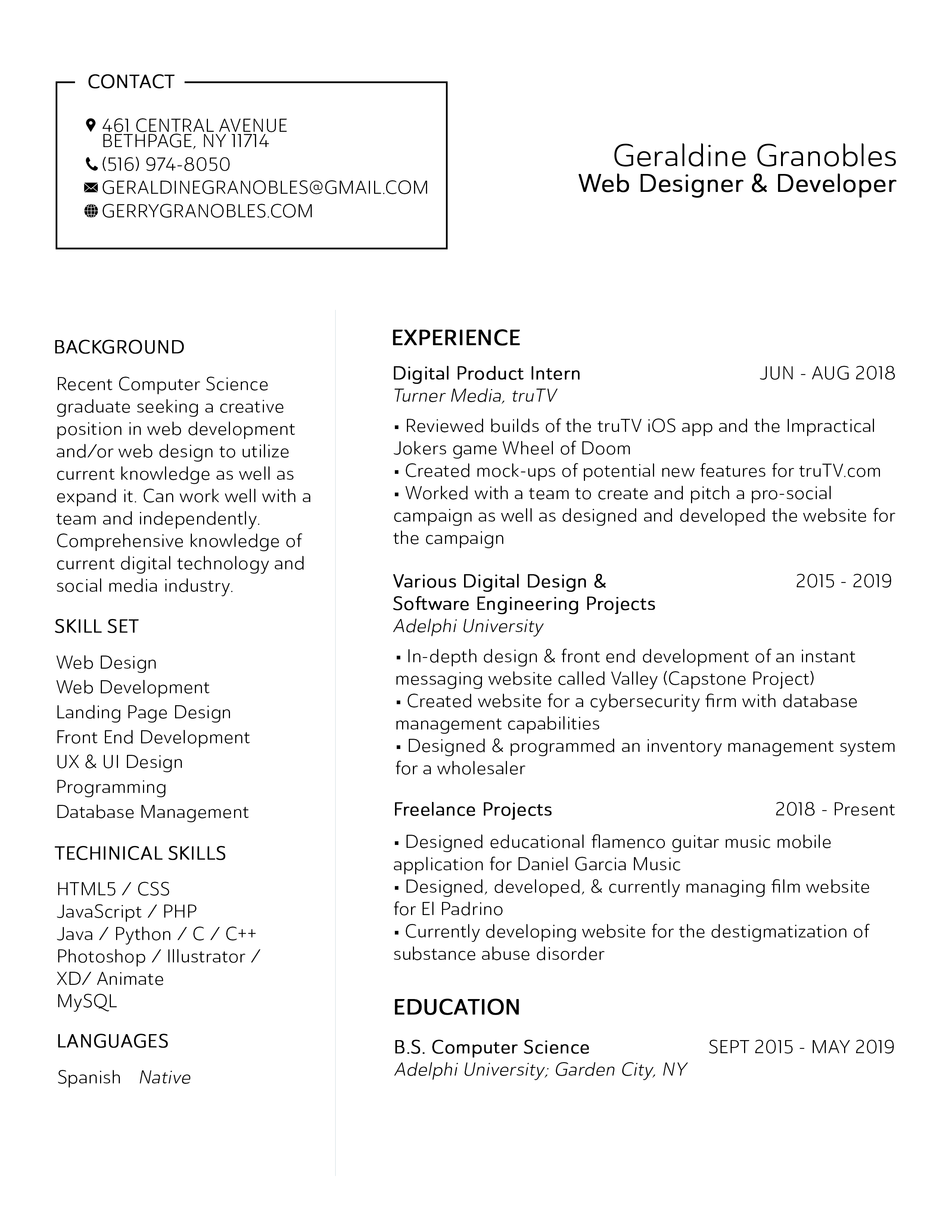 gerry granobles' resume